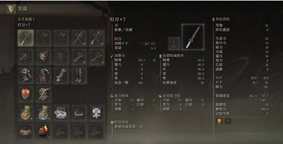 打刀在不同职业中的表现